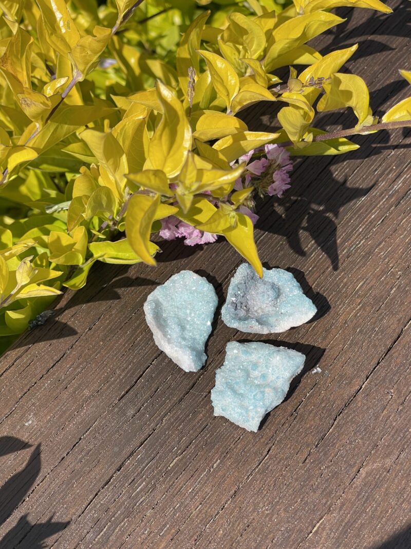 This is Aqua Aura Set of 3 Geode for Spiritual Connection