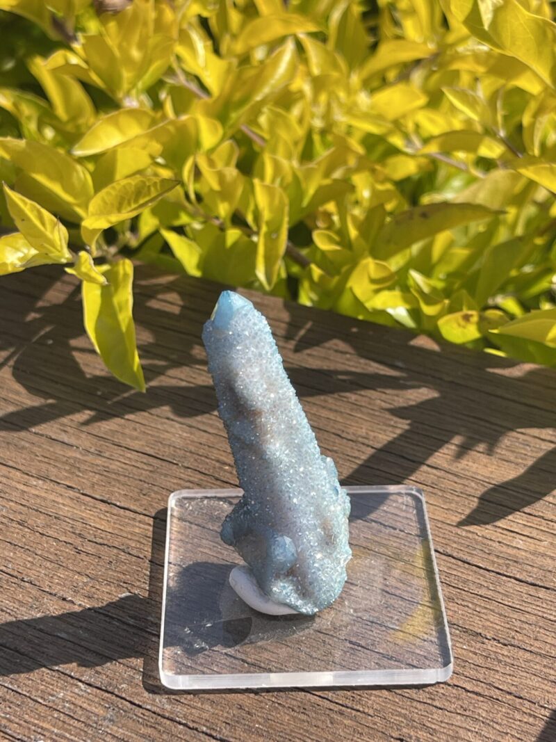 This is Calming Aqua Aura Spirit Quartz Energy Wand c