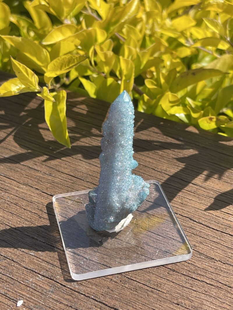 This is Calming Aqua Aura Spirit Quartz Energy Wand d