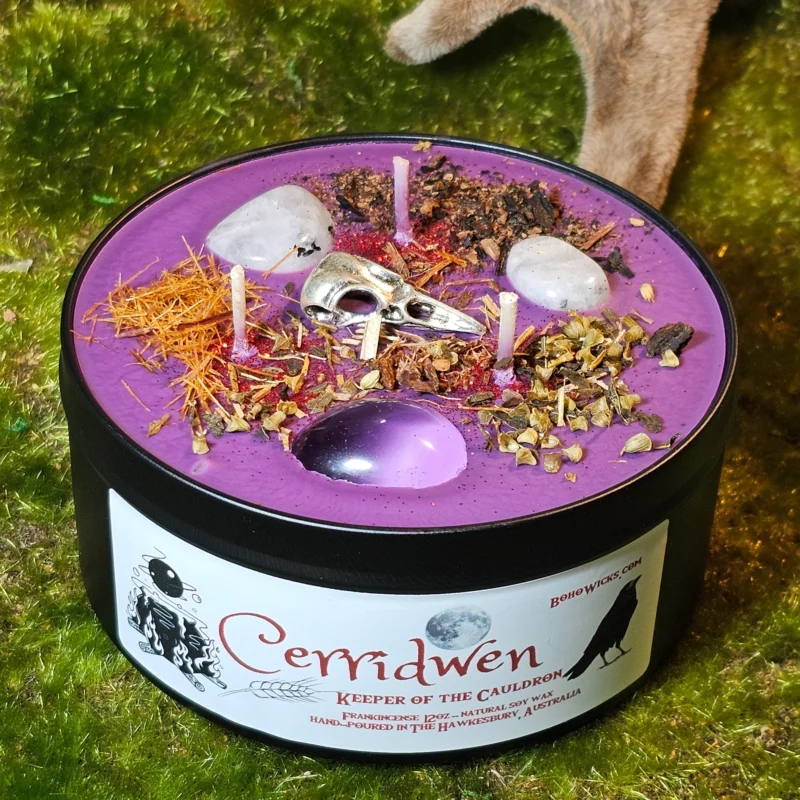 this is Embrace the Wisdom of Cerridwen with Our Goddess of Transformation Candle