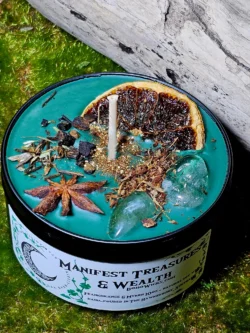 This is Manifest Treasures & Wealth with Our Ritual Candle