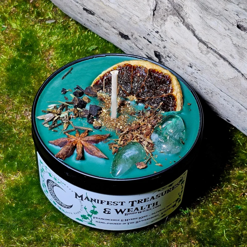 This is Manifest Treasures & Wealth with Our Ritual Candle