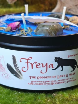 This is Embrace the Power of Freyja with Our Goddess of Love & War Candle