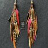 Gorgeous Nepalese round Brass Bead Fiery Feather Earrings