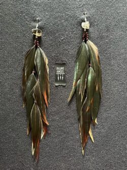 These are Raw Smokey and Garnet Mystical Feather Earrings