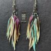 These are Purple and Turquoise Freedom Feather Earrings – Vibrant Elegance and Uplifting Energy