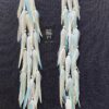 These are Blond Pastel Turquoise Feather Earrings – Elegance in Length and Soft Hues