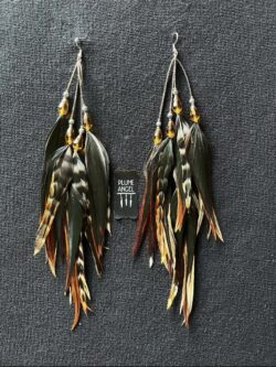 These are Chantire Natural and Green Feather Earrings