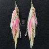 White and Pink Glitter These are String Feather Earrings – Elegance with a Touch of Magic