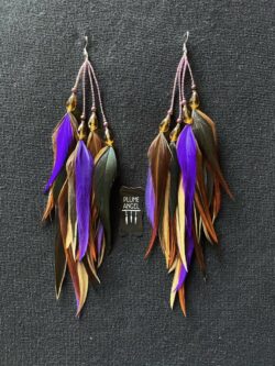 These are Chantire Natural and Purple Feather Earrings