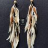 These are Merkabah Stone and Natural White-Brown Feather Earrings – Sacred Elegance and Grounding Energy