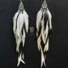 These are Peacock Princess Black and White Feather Earrings