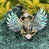 his is Enchanted Brass Scarab Mother of Pearl Wings Pendant