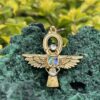 This is Brass Ankh with Wings of Isis, Scarab, Abalone Accents, and Clear Quartz