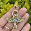 This is Brass Ankh with Wings of Isis, Scarab, Abalone Accents, and Clear Quartz