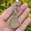 This is Magnificent Herkimer and Libyan Desert Tektite 925 Silver Pendant