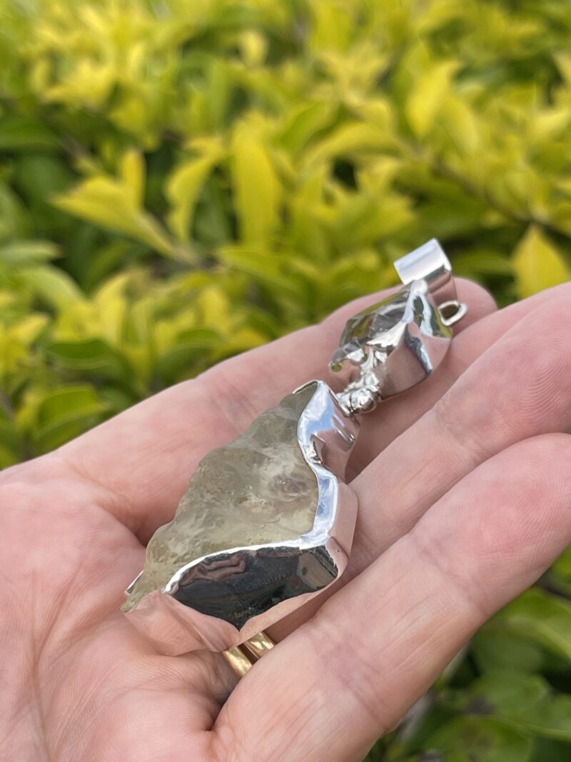 This is Magnificent Herkimer and Libyan Desert Tektite 925 Silver Pendant