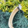 This is Powerful Boar Tusk Pendant with 925 Silver and Garnet