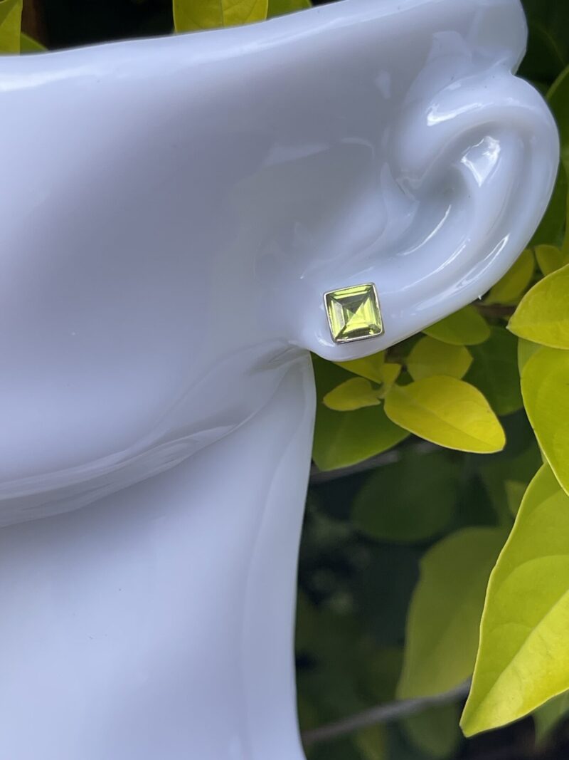 This is Beautiful Square Silver Peridot Stud Earrings