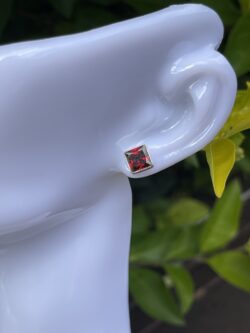 These are Beautiful Square Silver Garnet Stud Earrings