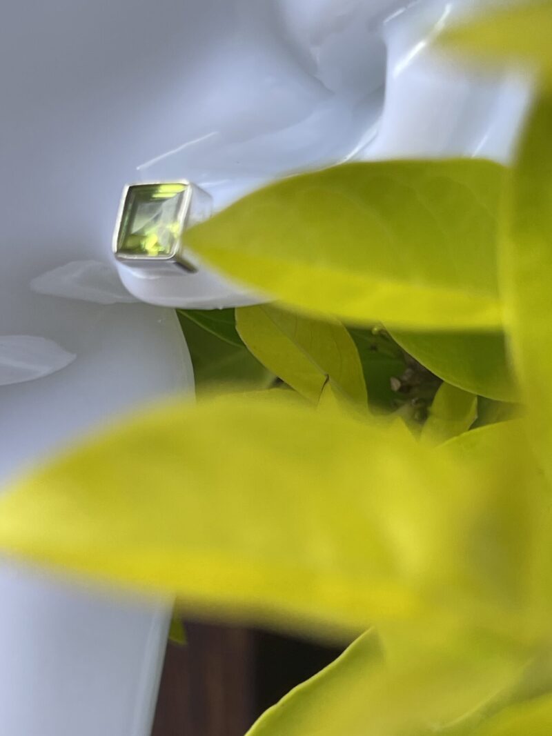 This is Beautiful Square Silver Peridot Stud Earrings