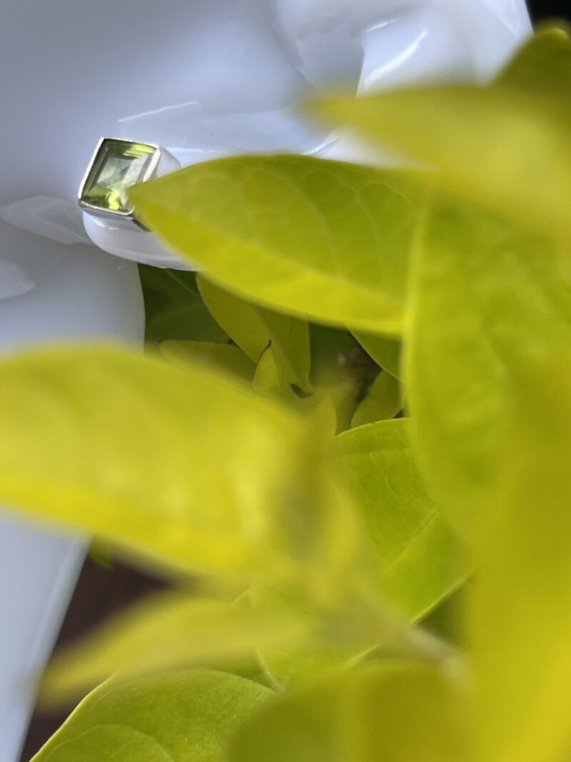 This is Beautiful Square Silver Peridot Stud Earrings