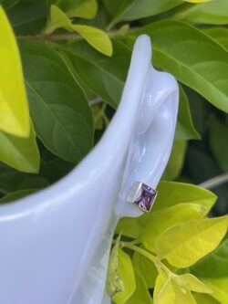 These are Beautiful Square Silver Amethyst Stud Earrings