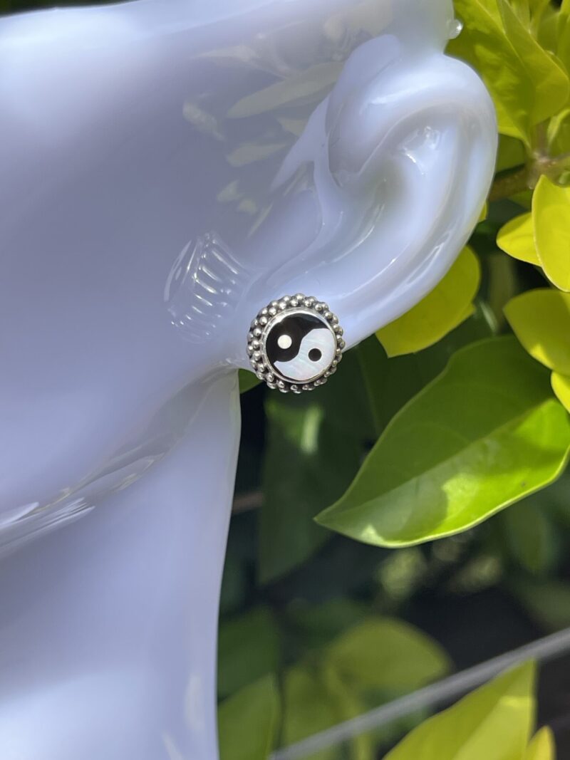 These are Yin and Yang Silver Stud Earrings