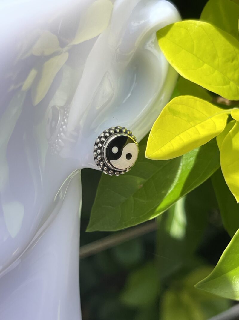 These are Yin and Yang Silver Stud Earrings