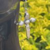 These are Sterling Silver Rosary Cross Pearl Earrings