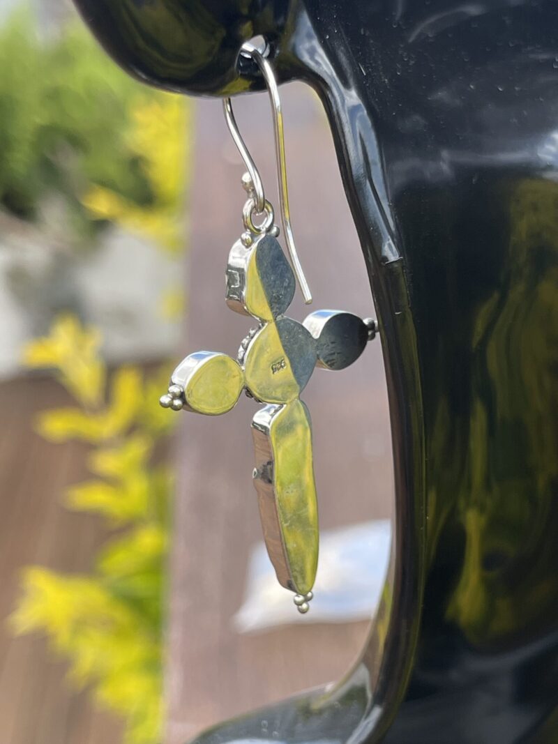 These are Sterling Silver Rosary Cross Pearl Earrings