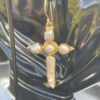 Thee are gorgeous Gold-Plated Rosary Cross Pearl Earrings