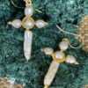 Thee are gorgeous Gold-Plated Rosary Cross Pearl Earrings