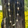 This is Rose Quartz Beads and Pearl Gray Cord Necklace