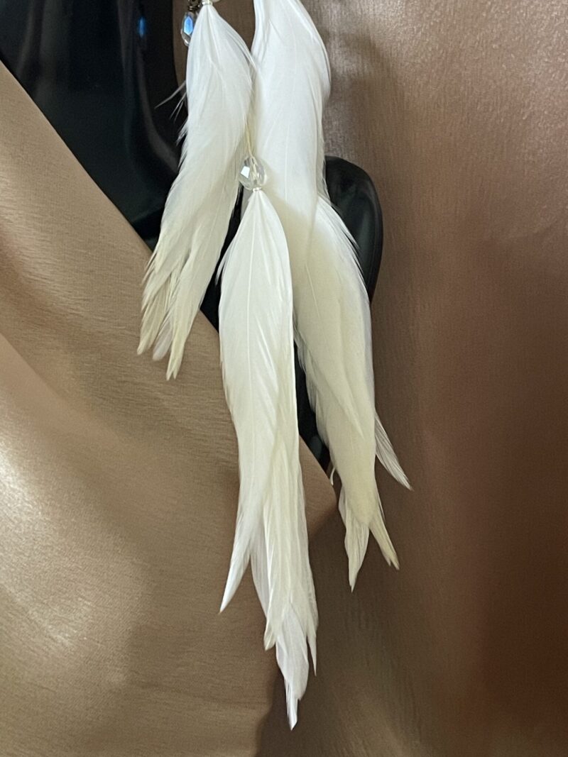 These are Butterfly White Feather Earrings – Graceful Elegance in Every Detail