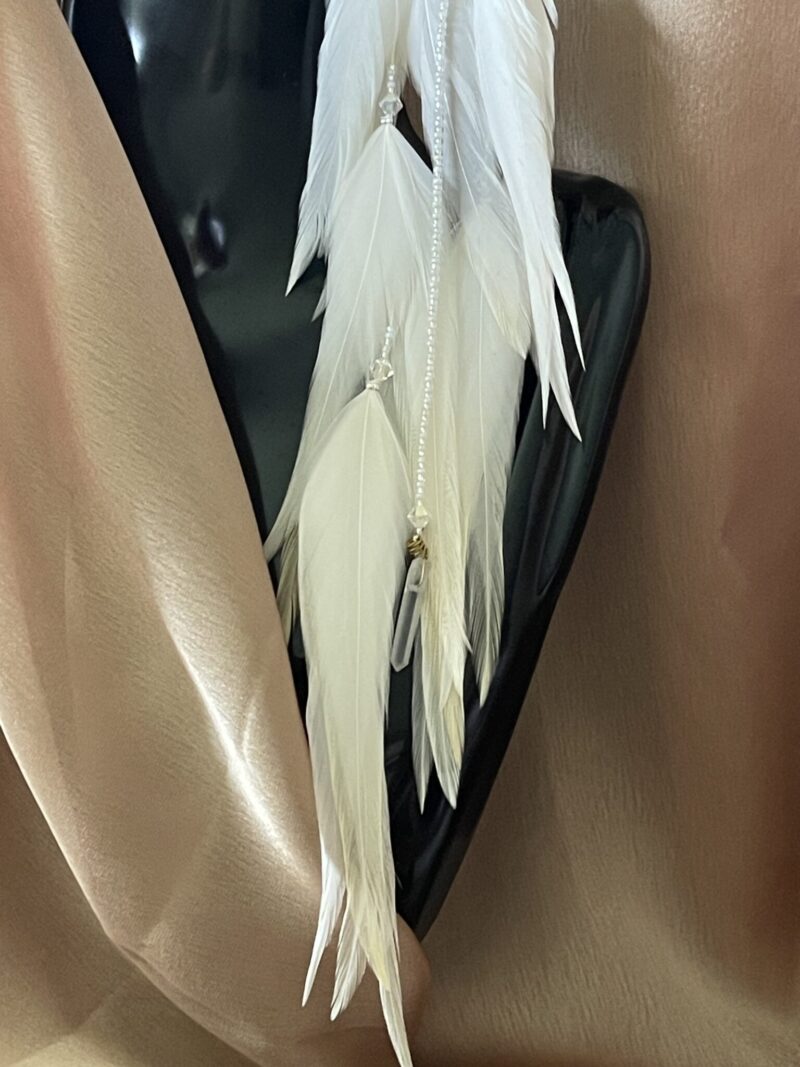 These are Glitter Strings White Feather Earrings – Sparkle with Elegance and Purpose