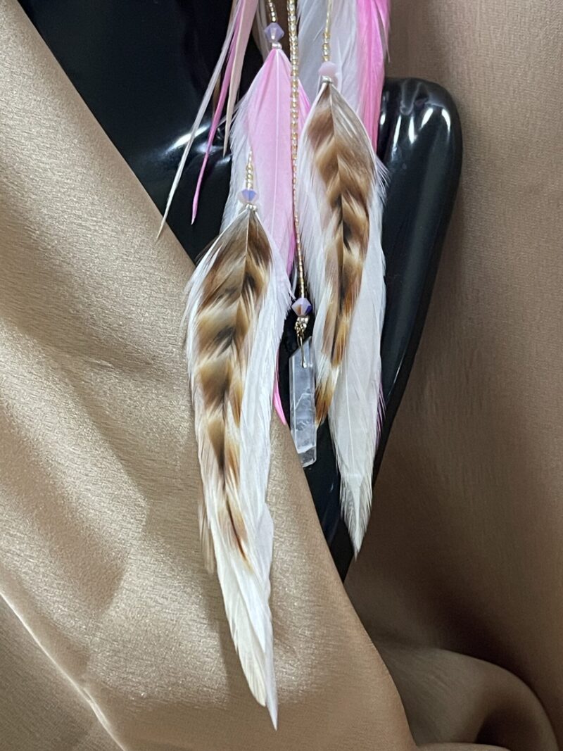 White and Pink Glitter These are String Feather Earrings – Elegance with a Touch of Magic