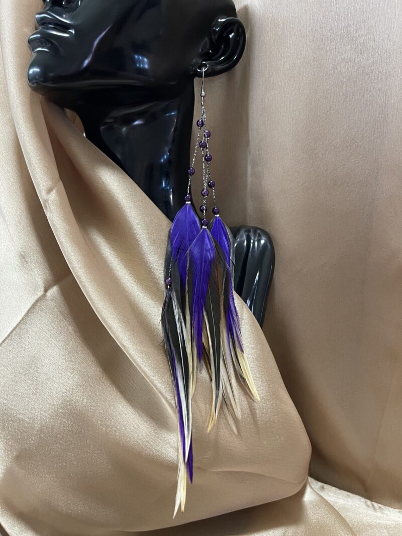 These are Purple Freedom Feather Earrings – Embrace Grace and Liberation