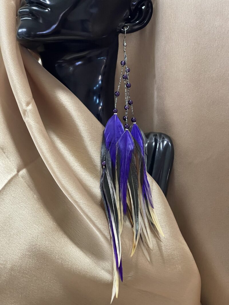 These are Purple Freedom Feather Earrings – Embrace Grace and Liberation