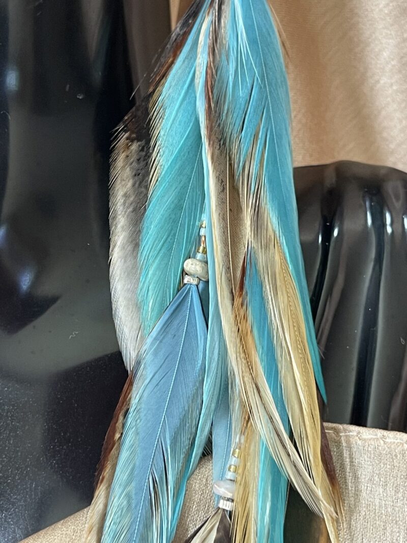 These are Turquoise Fan Natural and Turquoise Feather Earrings – Vibrant Elegance with a Natural Touch