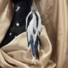 These are Peacock Princess Black and White Feather Earrings