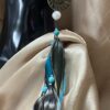 This is Single Spiral Pearl and Turquoise Bead Feather Earring