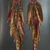 These are Oriental Fan with Coral Beads Feather Earrings