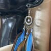 hese are Stunning Queen Blue Feather Earrings – Regal Elegance with a Bohemian Flair