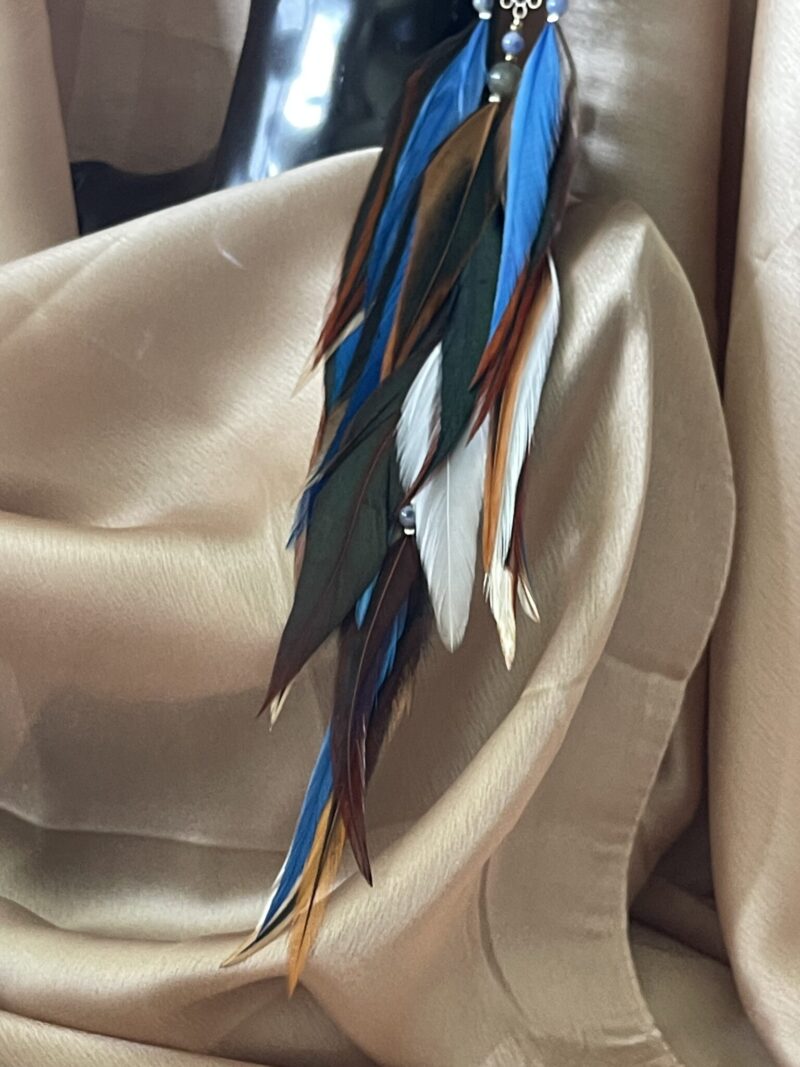 hese are Stunning Queen Blue Feather Earrings – Regal Elegance with a Bohemian Flair