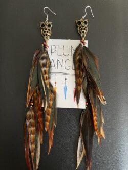 these are Owl Wisdom Brown Feather Earrings – A Symbol of Insight and Intuition