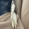 These are White Grey Gold Feather Earrings – Coastal Elegance with a Touch of Luxury