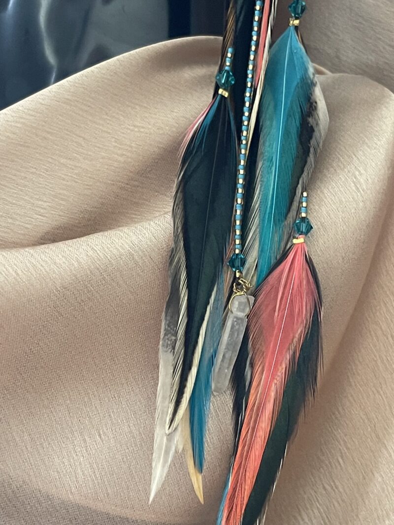 These are Turquoise Burnt Orange Feather Earrings – A Mesmerizing Blend of Vibrancy and Elegance