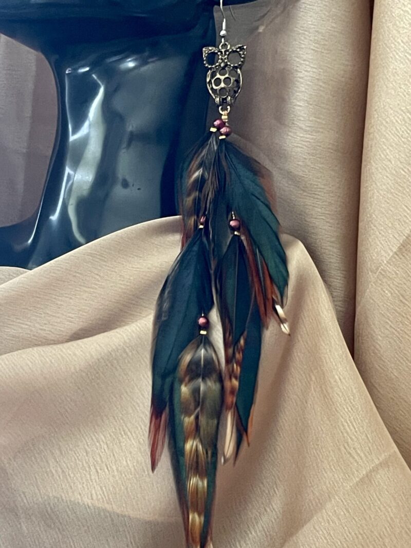 these are Owl Wisdom Brown Feather Earrings – A Symbol of Insight and Intuition