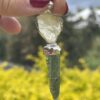 This is Moldavite Libyan Desert Glass Pendant in Silver ML510 Cosmic Harmony: Moldavite and Libyan Desert Glass Pendant in Silver